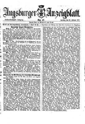 Augsburger Anzeigeblatt Samstag 24. Februar 1877