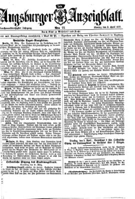 Augsburger Anzeigeblatt Montag 2. April 1877