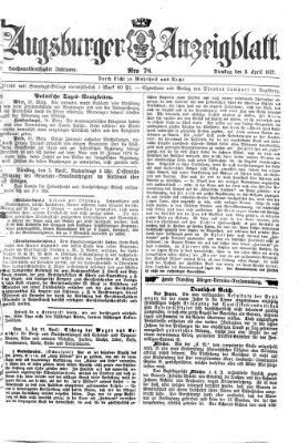 Augsburger Anzeigeblatt Dienstag 3. April 1877