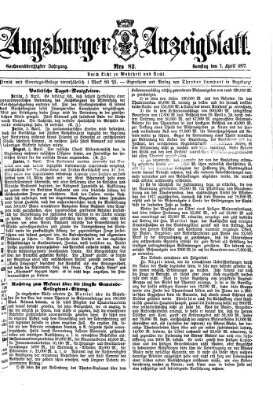 Augsburger Anzeigeblatt Samstag 7. April 1877