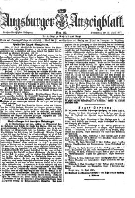 Augsburger Anzeigeblatt Donnerstag 19. April 1877