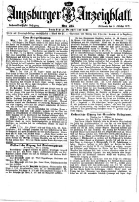 Augsburger Anzeigeblatt Mittwoch 3. Oktober 1877