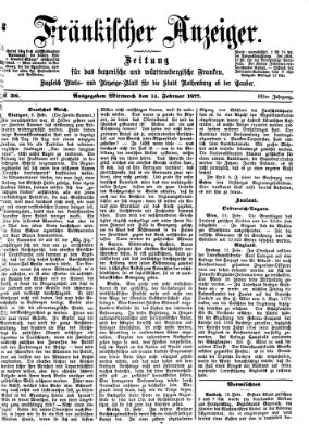 Fränkischer Anzeiger Mittwoch 14. Februar 1877