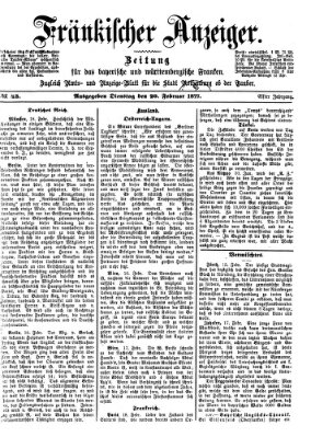 Fränkischer Anzeiger Dienstag 20. Februar 1877