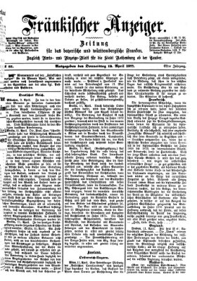 Fränkischer Anzeiger Donnerstag 12. April 1877