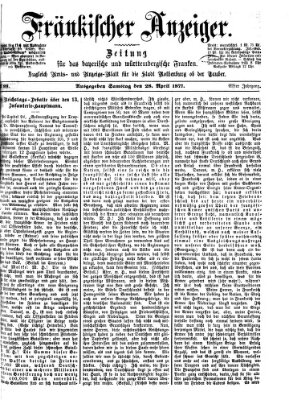 Fränkischer Anzeiger Samstag 28. April 1877