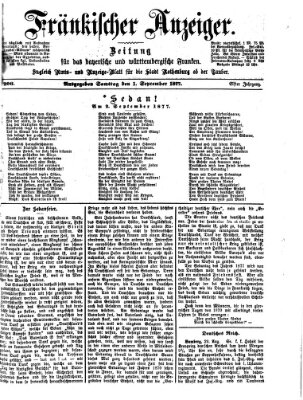 Fränkischer Anzeiger Samstag 1. September 1877