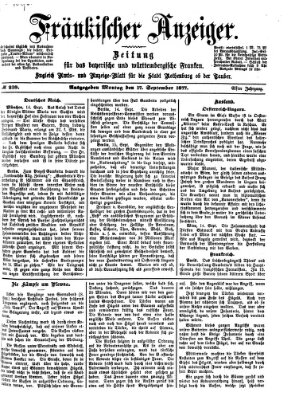 Fränkischer Anzeiger Montag 17. September 1877