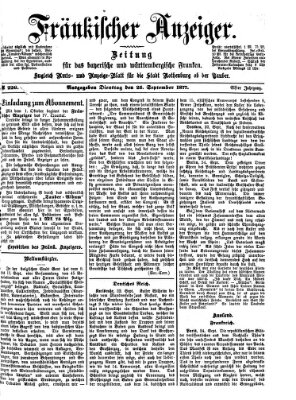 Fränkischer Anzeiger Dienstag 25. September 1877