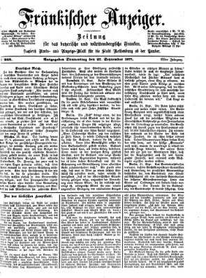 Fränkischer Anzeiger Donnerstag 27. September 1877