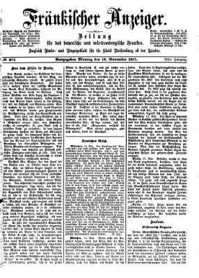 Fränkischer Anzeiger Montag 19. November 1877