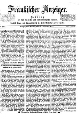 Fränkischer Anzeiger Montag 24. Dezember 1877