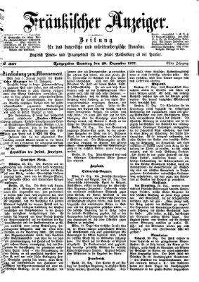 Fränkischer Anzeiger Samstag 29. Dezember 1877