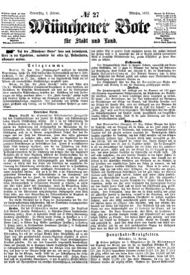 Münchener Bote für Stadt und Land Donnerstag 1. Februar 1877