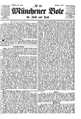 Münchener Bote für Stadt und Land Samstag 21. April 1877