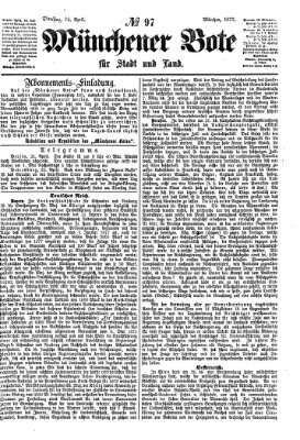 Münchener Bote für Stadt und Land Dienstag 24. April 1877