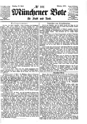 Münchener Bote für Stadt und Land Samstag 28. April 1877