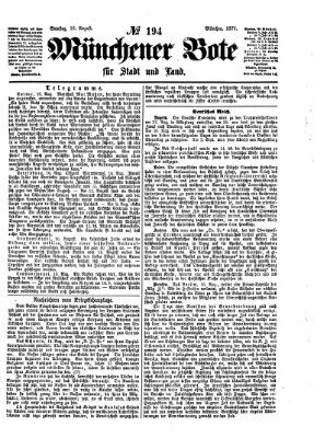 Münchener Bote für Stadt und Land Samstag 18. August 1877