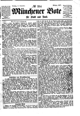 Münchener Bote für Stadt und Land Dienstag 11. September 1877