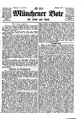 Münchener Bote für Stadt und Land Samstag 15. September 1877