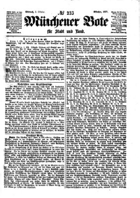 Münchener Bote für Stadt und Land Mittwoch 3. Oktober 1877