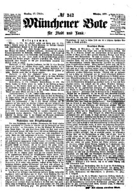 Münchener Bote für Stadt und Land Samstag 13. Oktober 1877