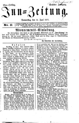 Inn-Zeitung Donnerstag 21. Juni 1877