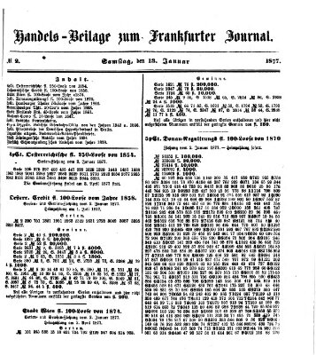 Frankfurter Journal. Handels-Beilage zum Frankfurter Journal (Frankfurter Journal) Samstag 13. Januar 1877