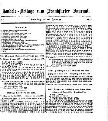 Frankfurter Journal. Handels-Beilage zum Frankfurter Journal (Frankfurter Journal) Samstag 20. Januar 1877