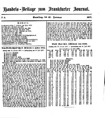 Frankfurter Journal. Handels-Beilage zum Frankfurter Journal (Frankfurter Journal) Samstag 27. Januar 1877