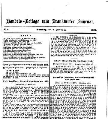 Frankfurter Journal. Handels-Beilage zum Frankfurter Journal (Frankfurter Journal) Samstag 3. Februar 1877