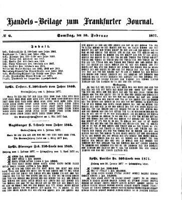 Frankfurter Journal. Handels-Beilage zum Frankfurter Journal (Frankfurter Journal) Samstag 10. Februar 1877