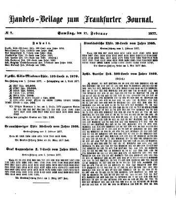 Frankfurter Journal. Handels-Beilage zum Frankfurter Journal (Frankfurter Journal) Samstag 17. Februar 1877