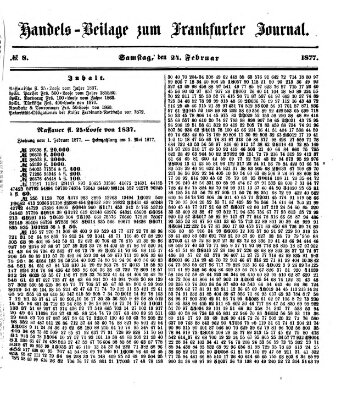 Frankfurter Journal. Handels-Beilage zum Frankfurter Journal (Frankfurter Journal) Samstag 24. Februar 1877