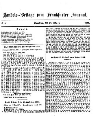 Frankfurter Journal. Handels-Beilage zum Frankfurter Journal (Frankfurter Journal) Samstag 24. März 1877