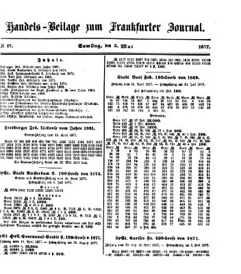 Frankfurter Journal. Handels-Beilage zum Frankfurter Journal (Frankfurter Journal) Samstag 5. Mai 1877