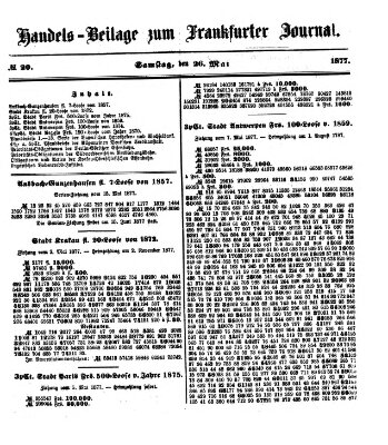 Frankfurter Journal. Handels-Beilage zum Frankfurter Journal (Frankfurter Journal) Samstag 26. Mai 1877