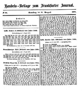 Frankfurter Journal. Handels-Beilage zum Frankfurter Journal (Frankfurter Journal) Samstag 11. August 1877