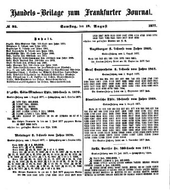 Frankfurter Journal. Handels-Beilage zum Frankfurter Journal (Frankfurter Journal) Samstag 18. August 1877