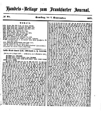 Frankfurter Journal. Handels-Beilage zum Frankfurter Journal (Frankfurter Journal) Samstag 1. September 1877