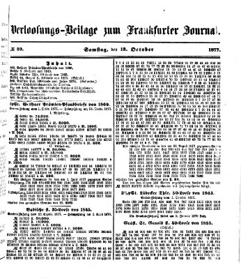 Frankfurter Journal. Verloosungs-Beilage zum Frankfurter Journal (Frankfurter Journal) Donnerstag 18. Oktober 1877