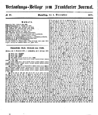 Frankfurter Journal. Verloosungs-Beilage zum Frankfurter Journal (Frankfurter Journal) Samstag 1. Dezember 1877