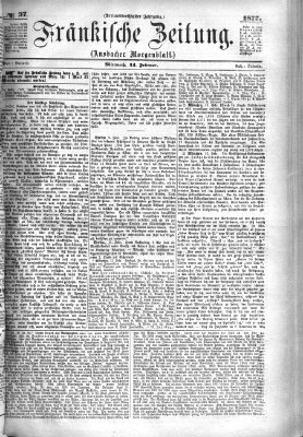 Fränkische Zeitung (Ansbacher Morgenblatt) Mittwoch 14. Februar 1877