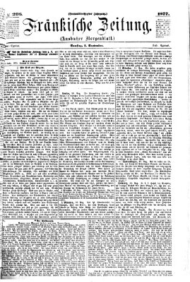 Fränkische Zeitung (Ansbacher Morgenblatt) Samstag 1. September 1877