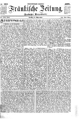 Fränkische Zeitung (Ansbacher Morgenblatt) Samstag 8. September 1877