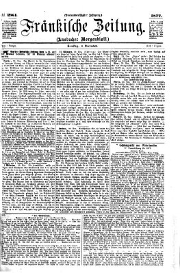 Fränkische Zeitung (Ansbacher Morgenblatt) Samstag 1. Dezember 1877