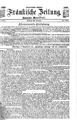 Fränkische Zeitung (Ansbacher Morgenblatt) Sonntag 23. Dezember 1877