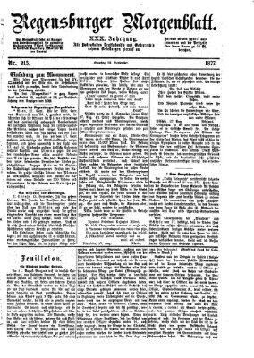 Regensburger Morgenblatt Samstag 22. September 1877