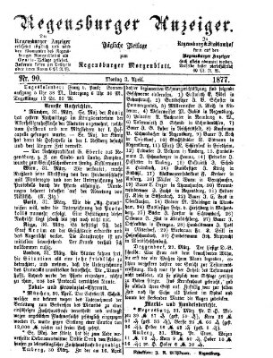 Regensburger Anzeiger Montag 2. April 1877