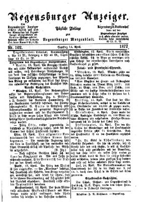 Regensburger Anzeiger Samstag 14. April 1877